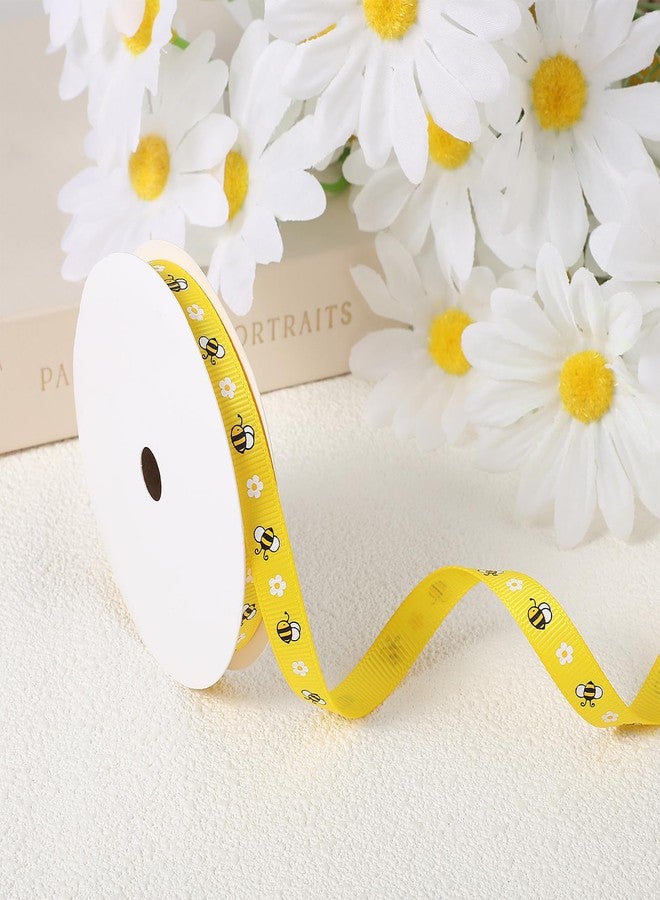 Bruislard 3/8 Inch x 10 Yard Yellow Black Bee Summer Ribbon, Bee Teacher Daisy Flower Grosgrain Ribbon for Gift Wrapping, Hair Bows, Party Decoration, DIY Crafts - Image 5